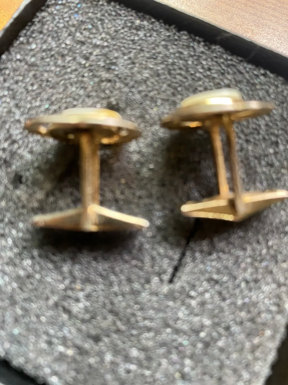 Vintage Gold and White Mother-of-Pearl Love Knot Cuff Links